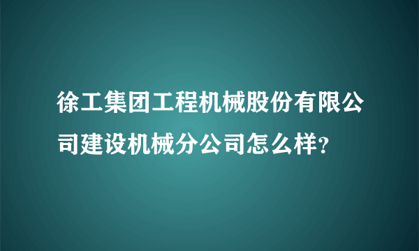 徐工集团工程机械股份有限公司建设机械分公司怎么样？