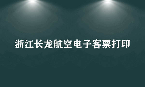 浙江长龙航空电子客票打印