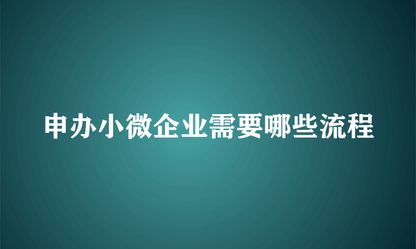 申办小微企业需要哪些流程