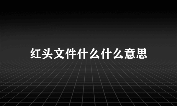 红头文件什么什么意思