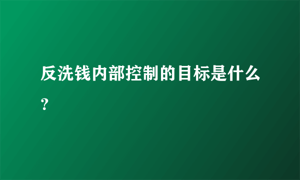 反洗钱内部控制的目标是什么？