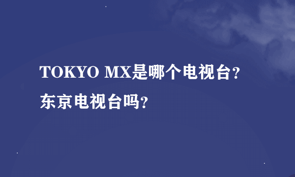 TOKYO MX是哪个电视台？东京电视台吗？