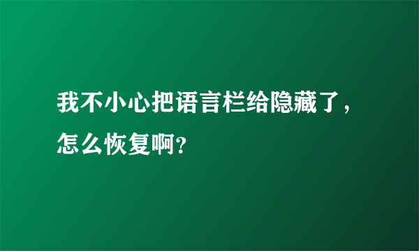 我不小心把语言栏给隐藏了，怎么恢复啊？