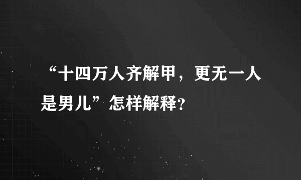 “十四万人齐解甲，更无一人是男儿”怎样解释？