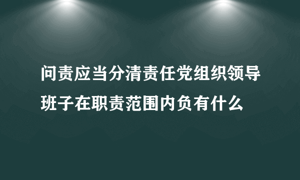 问责应当分清责任党组织领导班子在职责范围内负有什么