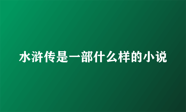 水浒传是一部什么样的小说