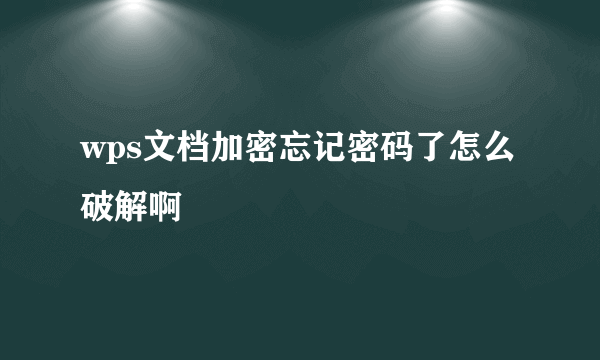 wps文档加密忘记密码了怎么破解啊