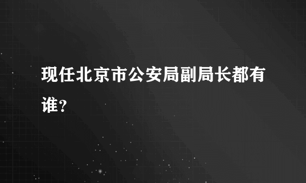 现任北京市公安局副局长都有谁？