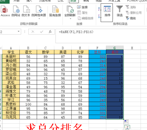 Excel表格里的名次用什么函数公式求?