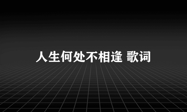 人生何处不相逢 歌词