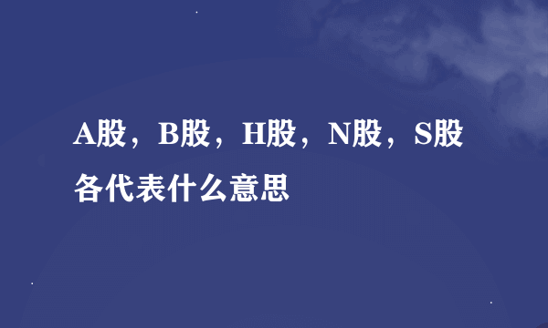 A股，B股，H股，N股，S股各代表什么意思