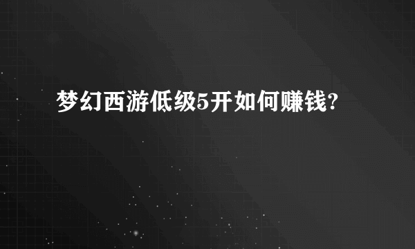 梦幻西游低级5开如何赚钱?