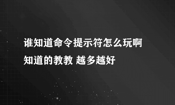 谁知道命令提示符怎么玩啊 知道的教教 越多越好