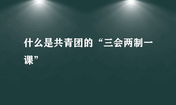 什么是共青团的“三会两制一课”