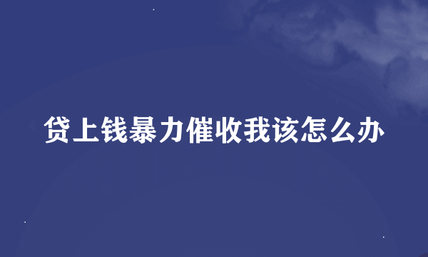 贷上钱暴力催收我该怎么办