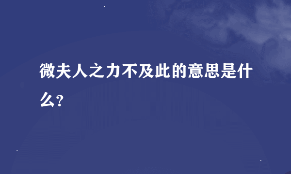 微夫人之力不及此的意思是什么？