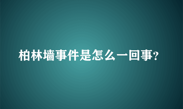 柏林墙事件是怎么一回事？