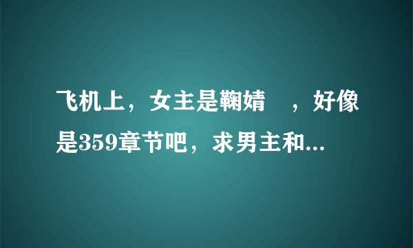 飞机上，女主是鞠婧祎，好像是359章节吧，求男主和小说名字