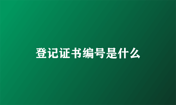 登记证书编号是什么