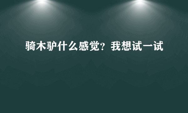 骑木驴什么感觉？我想试一试