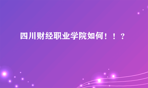 四川财经职业学院如何！！？