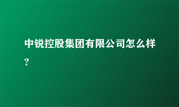 中锐控股集团有限公司怎么样？