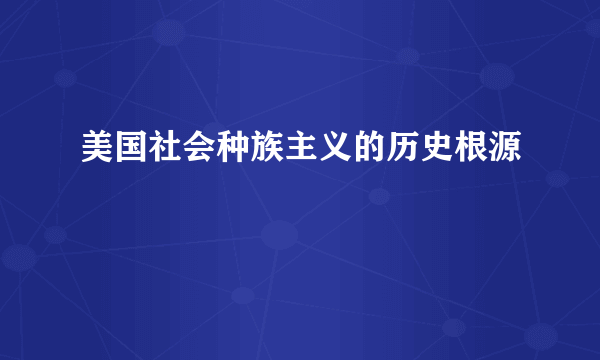 美国社会种族主义的历史根源