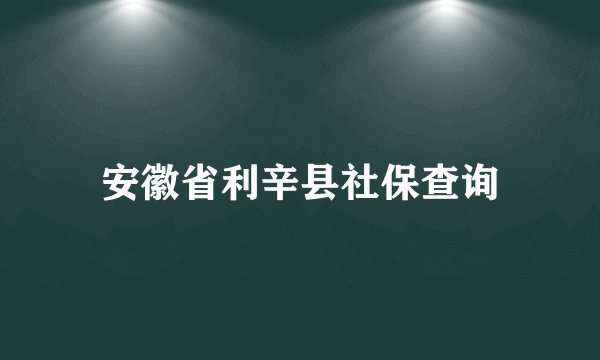 安徽省利辛县社保查询