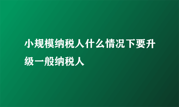 小规模纳税人什么情况下要升级一般纳税人