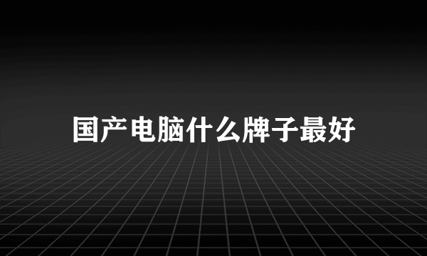 国产电脑什么牌子最好