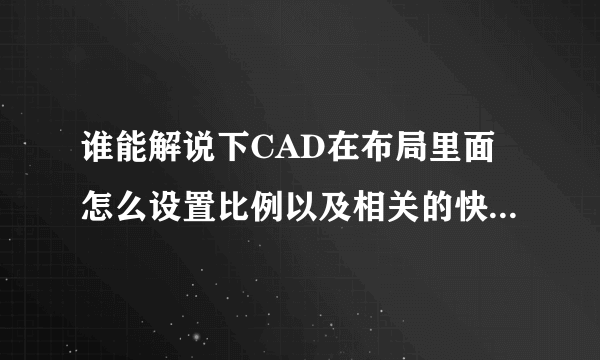 谁能解说下CAD在布局里面怎么设置比例以及相关的快捷键。。目前就知道第一步的是按MV得快捷键