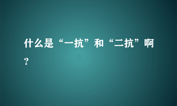 什么是“一抗”和“二抗”啊？