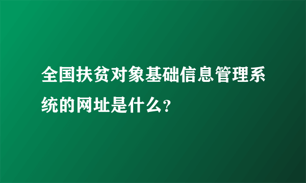 全国扶贫对象基础信息管理系统的网址是什么？