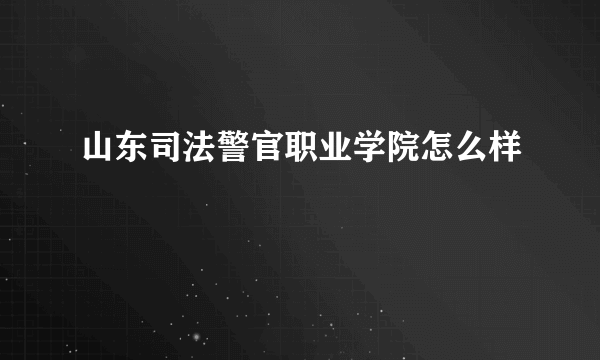 山东司法警官职业学院怎么样