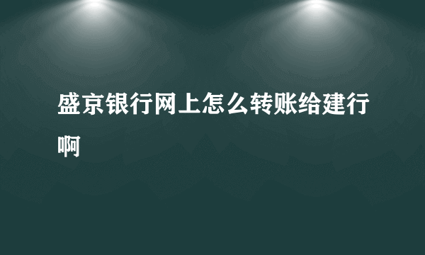 盛京银行网上怎么转账给建行啊