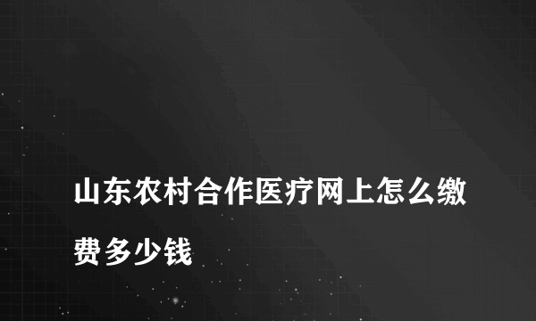 
山东农村合作医疗网上怎么缴费多少钱

