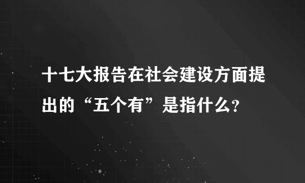 十七大报告在社会建设方面提出的“五个有”是指什么？