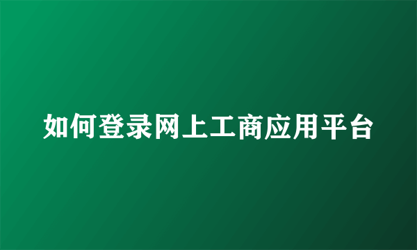 如何登录网上工商应用平台