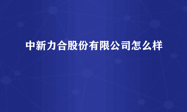 中新力合股份有限公司怎么样