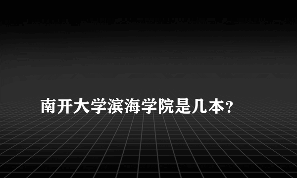 
南开大学滨海学院是几本？

