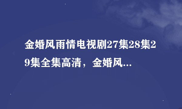 金婚风雨情电视剧27集28集29集全集高清，金婚风雨情第27集第28集第29集全集优酷土豆