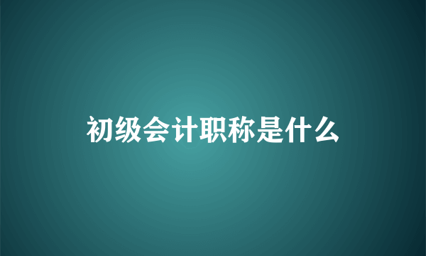 初级会计职称是什么