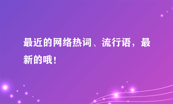 最近的网络热词、流行语，最新的哦！