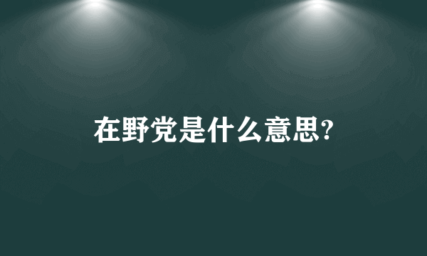 在野党是什么意思?