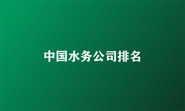 中国水务公司排名