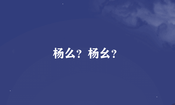 杨么？杨幺？