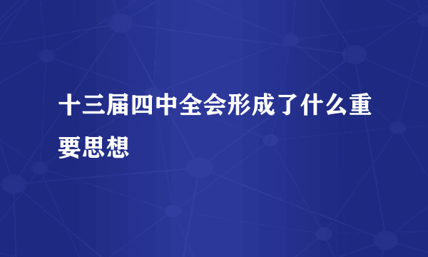 十三届四中全会形成了什么重要思想