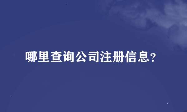 哪里查询公司注册信息？