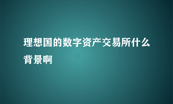 理想国的数字资产交易所什么背景啊