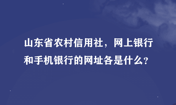 山东省农村信用社，网上银行和手机银行的网址各是什么？